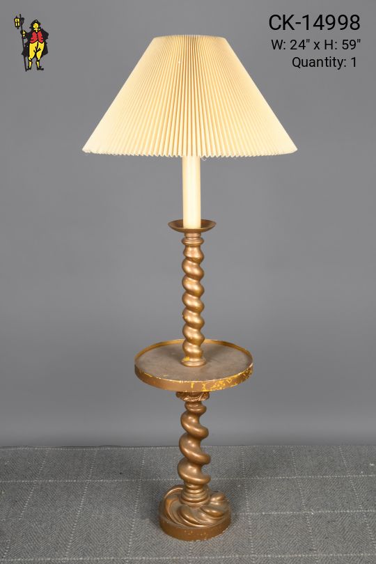 Wooden Spindle Floor Lamp w/Round Table
