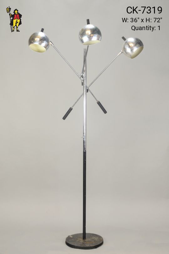 Three Arm Polished Nickel Floor Lamp