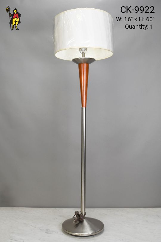 Nickel & Wood Floor Lamp