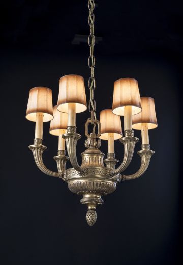 Antique Brass Six Light Chandelier