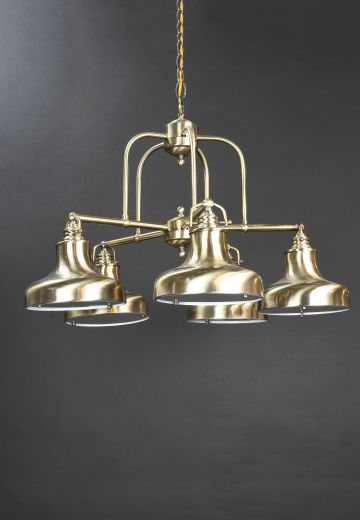 Contemporary Satin Brass Five Light Chandelier