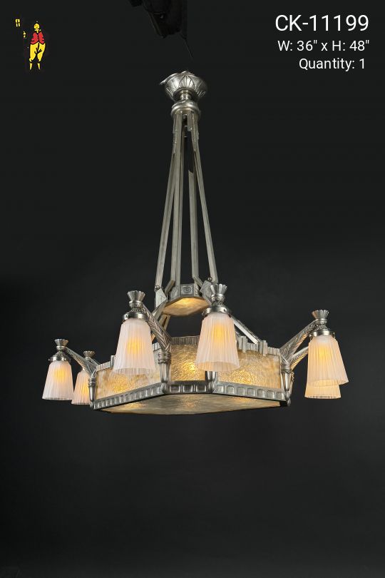 Art Deco Nickel Thirteen Light Chandelier