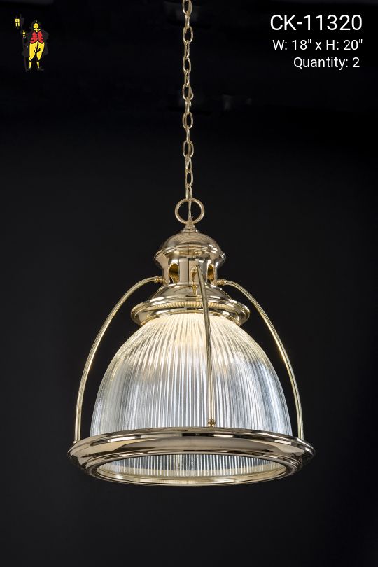 Polished Brass Hanging Halophane Pendant