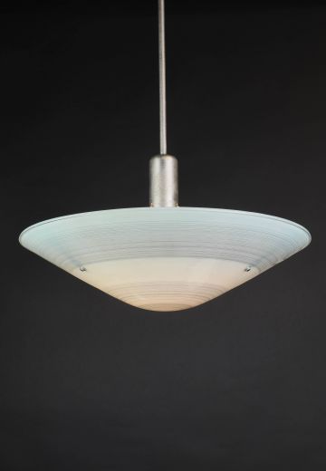 Art Deco Striped Glass Hanging Bowl Pendant