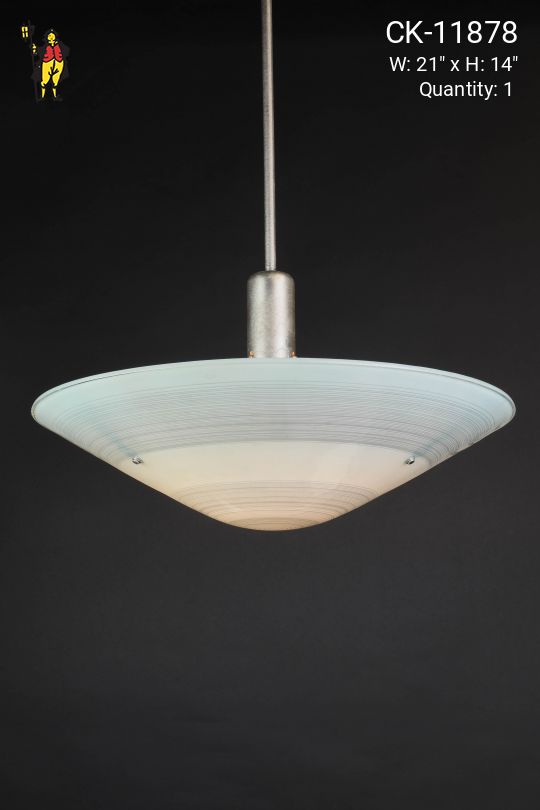 Art Deco Striped Glass Hanging Bowl Pendant