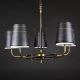 Five Light Brass & Black Chandelier #0