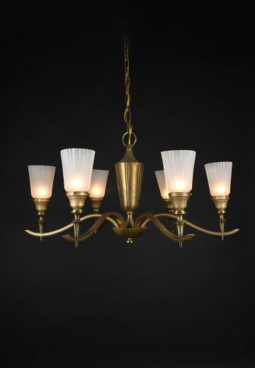 Six Light Brass Chandelier