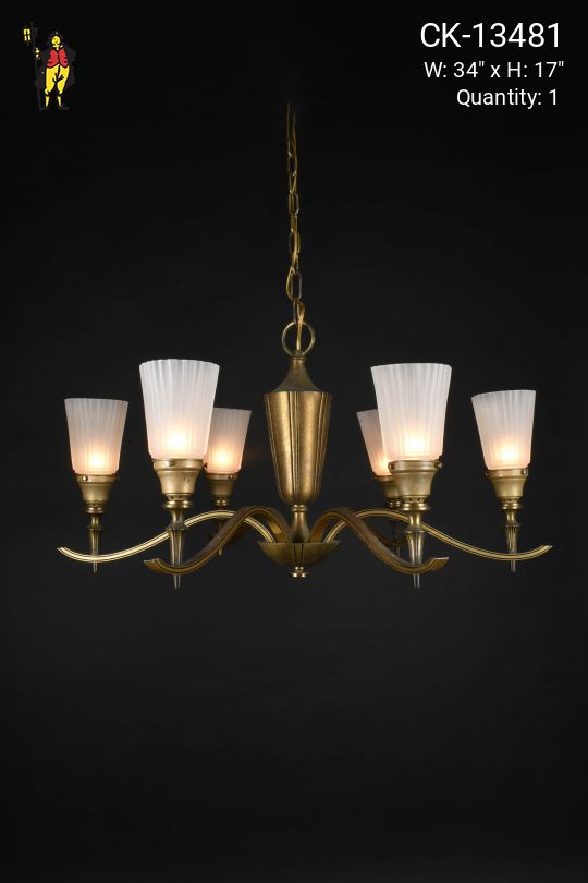 Six Light Brass Chandelier