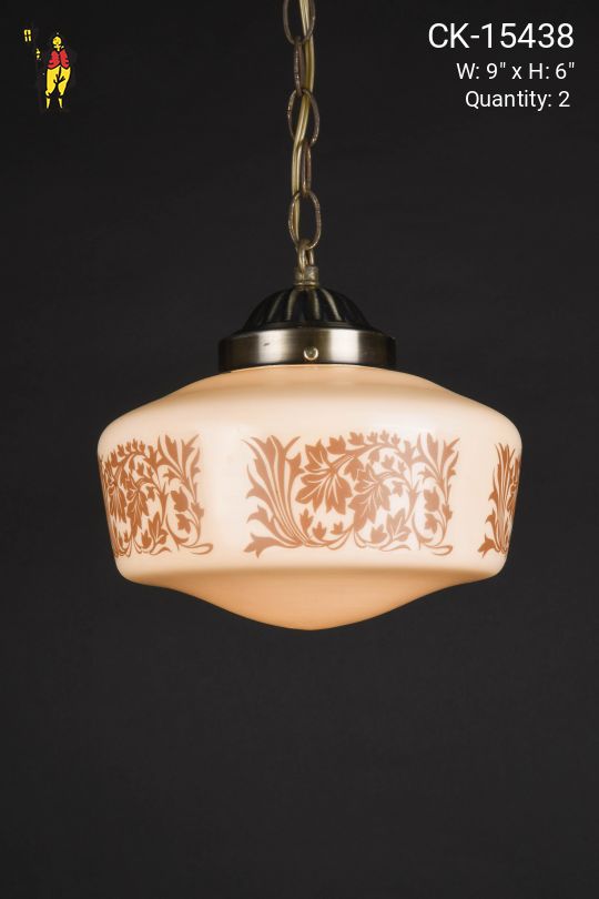 9" Floral Etched Hanging Schoolhouse Globe