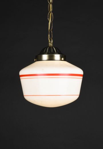 8" Red Striped Hanging Schoolhouse Globe