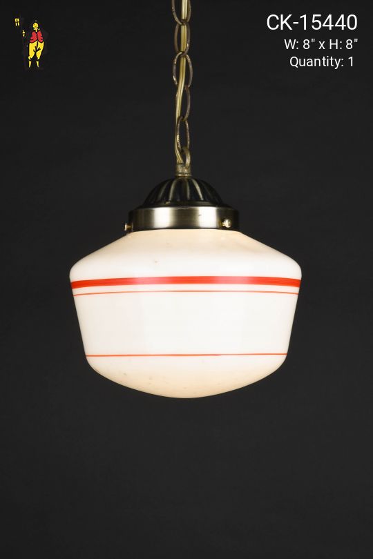 8" Red Striped Hanging Schoolhouse Globe