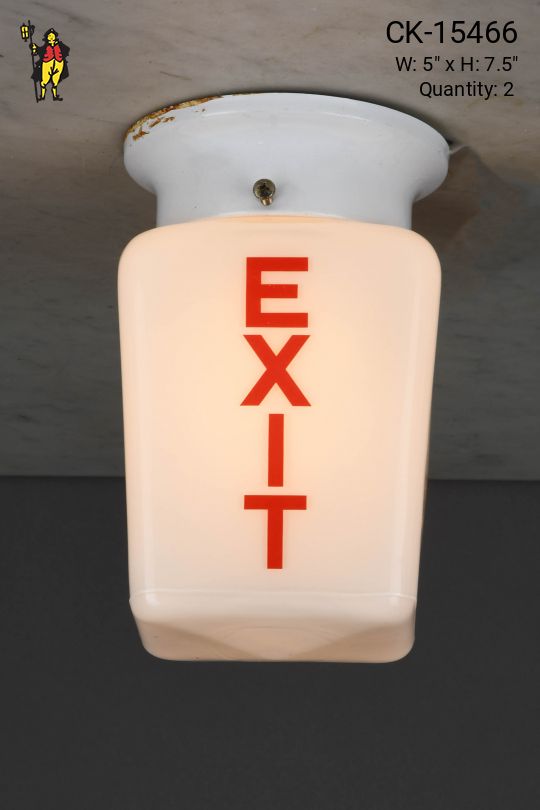 Vintage Flushmount Three Sided "Exit" Globe