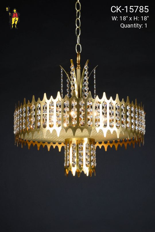 Brass Mid Century Pendant w/Crystal Drops