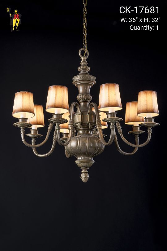 Antique Brass Curved Arm Chandelier
