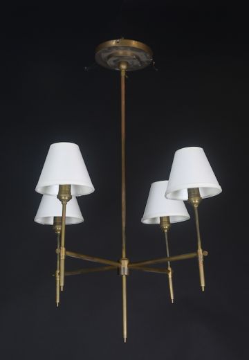 Modern Brass Four Light Chandelier