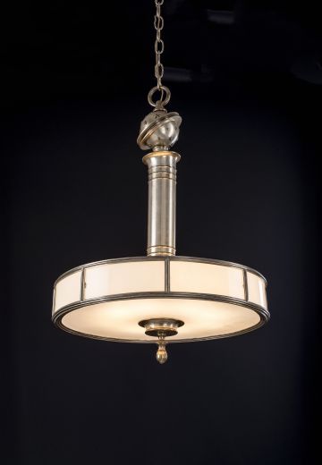 Art Deco Chandelier w/Opal Glass Panels