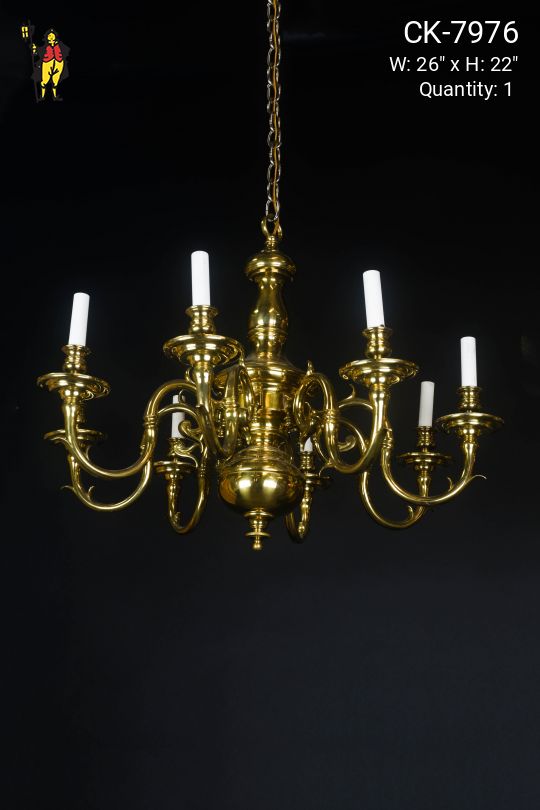 Eight Light Victorian Brass Chandelier