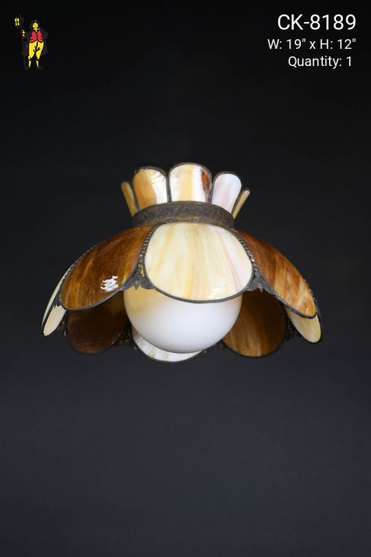 Hanging Brow & Beige Tiffany Glass Pendant