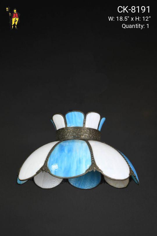 Hanging Light Blue & White Tiffany Glass Pendant