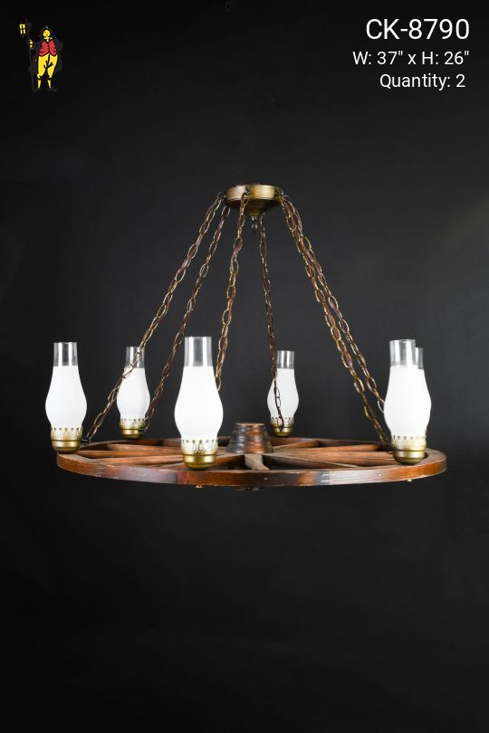 Wagon Wheel Wooden Chandelier