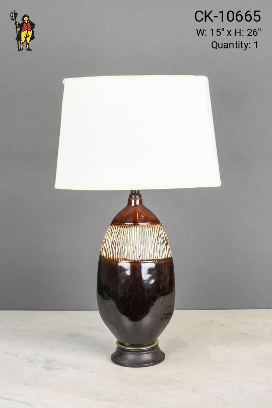 Flat Brown Ceramic Table Lamp