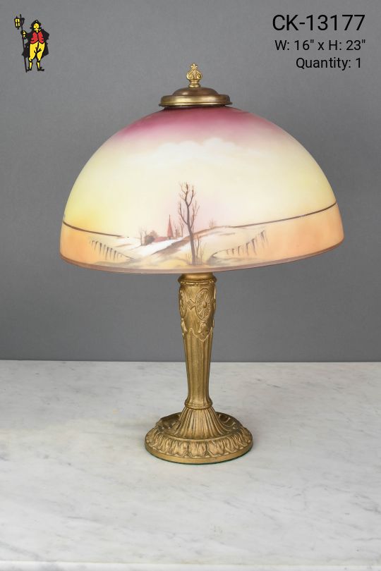 Reverse Painted Shaded Table Lamp