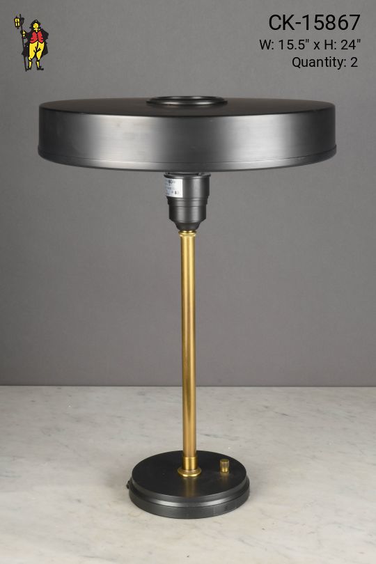Brass & Matte Black Metal Shaded Table Lamp