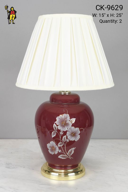 Painted Red Ceramic Table Lamp