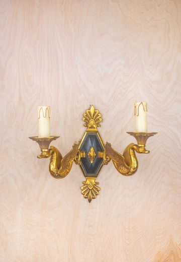 Two Bird Black & Brass Wall Sconce
