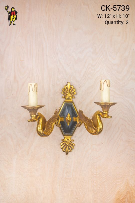 Two Bird Black & Brass Wall Sconce